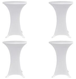 Husă de masă cu picior, ø80 cm, alb, elastic, 4 buc