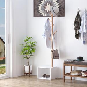 Homcom cuier dulap pantofi cu 6 agatatoare in bambù, alb, 40x30x180cm