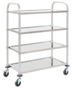 Cărucior de bucătărie 4 niveluri 107x55x125 cm oțel inoxidabil