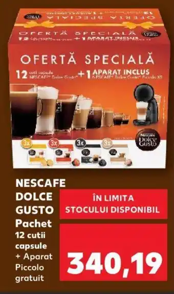 Kaufland Nescafe dolce gusto pachet 12 cutii capsule + aparat picolo gratuit Ofertă