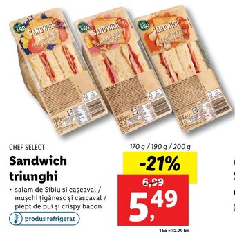 Lidl Chef select sandwich triunghi 170 / 190 / 200g Ofertă