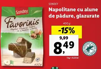 Lidl Sondey napolitane cu alune de pădure glazurate 400g Ofertă