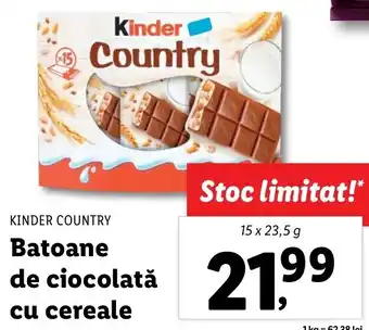 Lidl Kinder country batoane de ciocolată cu cereale 15 x 23.5g Ofertă