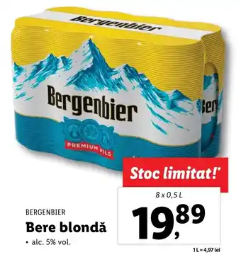 Lidl Bergenbier bere blondă 8 x 0.5l Ofertă