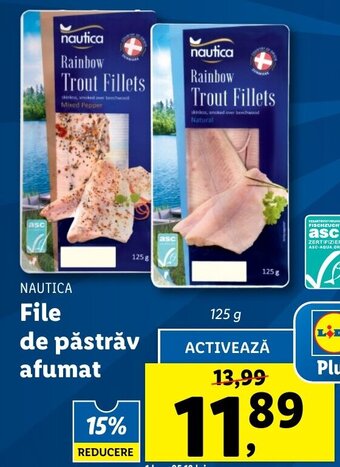Lidl Nautica file de păstrăv afumat 125g Ofertă