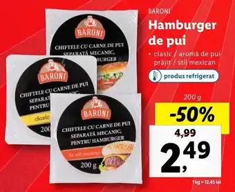 Lidl Baroni hamburger de pui 200g Ofertă