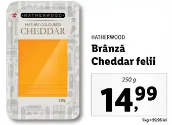 Lidl Hatherwood brânză cheddar felii 250g Ofertă