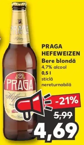 Kaufland Praga hefeweizen bere blondă 0.5l Ofertă