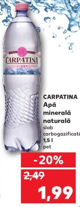 Kaufland Carpatina apă minerală naturală 1.5l Ofertă