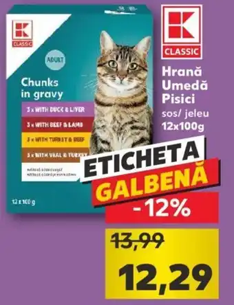 Kaufland Kaufland classic hrană umedă pisici 12 x 100g Ofertă