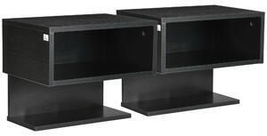 Homcom set 2 rafturi de perete de depozitare pentru camera de zi, dormitor, negru
