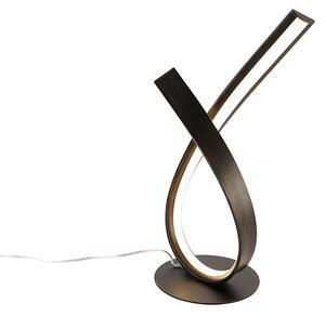 Lampă de masă de design maro ruginiu cu led și dimmer - belinda
