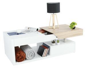 Măsuţă de cafea, alb extra lucios hg/stejar sonoma, melida