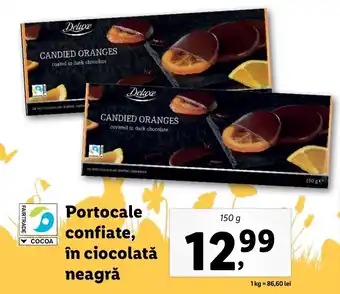Lidl Deluxe portocale confiate în ciocolată neagră 150g Ofertă