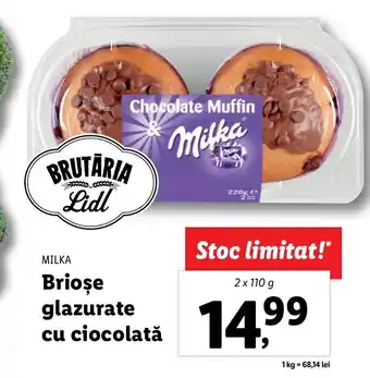 Milka Lidl brutăria brioșe glazurate cu ciocolată 2 x 110g