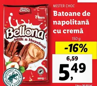 Lidl Mister choc batoane de napolitană 150g Ofertă