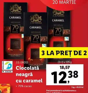 Lidl J.D. Gross ciocolată neagră cu caramel 2 + 1 x 125g Ofertă