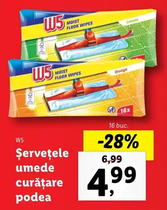Lidl W5 șervețele umede curățare podea 16 buc Ofertă