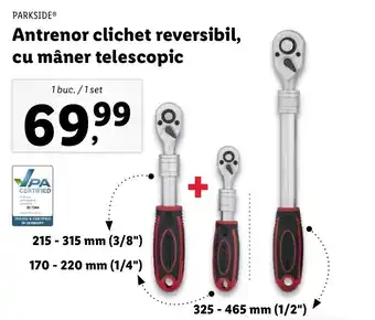 Lidl Parkside antrenor clichet reversibil cu mâner telescopic 1 buc / 1 set Ofertă