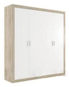 Dulap pentru haine sara, sonoma/alb, 4 usi, 196x49x208 cm