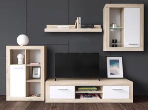 Set living shark mini, stejar sonoma/alb, 227x190x40 cm