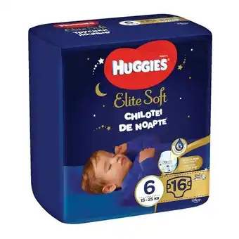 Auchan Scutece chilotel de noapte huggies elite soft overnight pants marimea 6, 15-25kg, 16 bucati Ofertă