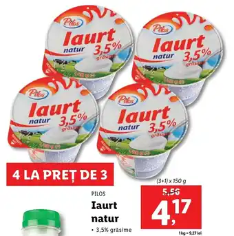 Lidl Pilos iaurt natur 3 + 1 x 150g Ofertă