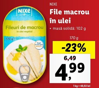 Lidl Nixe file macrou în ulei 170g Ofertă