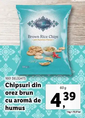 Lidl 1001 delights chipsuri din orez brun cu aromă de humus 60g Ofertă
