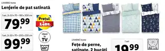 Lidl Livarno home lenjerie de pat satinată 1 set 2 x 50 x 70 + 200 x 220cm Ofertă