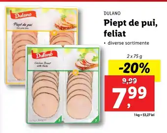 Lidl Dulano piept de pui feliat 2 x 75g Ofertă