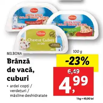 Lidl Milbona brânză de vacă cuburi 100g Ofertă