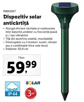 Lidl Parkside dispozitiv solar anticârtiță 1 buc Ofertă
