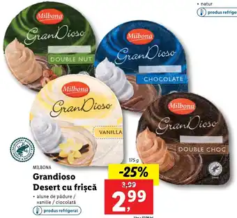 Lidl Milbona grandioso desert cu frișcă 175g Ofertă