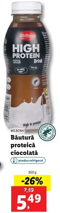 Lidl Milbona băutură proteică ciocolată 350g Ofertă