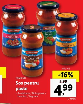 Lidl Combino sos pentru paste 400ml Ofertă