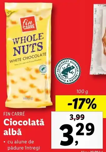 Lidl Fin carré ciocolată albă 100g Ofertă