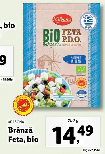 Lidl Milbona brânză feta bio 200g Ofertă