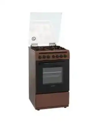 Aragaz mixt heinner hfsc-v60litgc-brw, 4 arzatoare, aprindere electrica plita, cuptor electric, 6 functii, timer, grill, maro