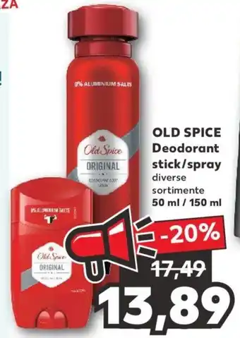Kaufland Old spice deodorant stick / spray 50 / 150ml Ofertă