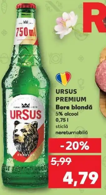 Kaufland Ursus premium bere blondă 0.75l Ofertă