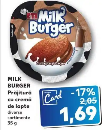 Kaufland Eti milk burger prăjitură cu cremă de lapte 35g Ofertă