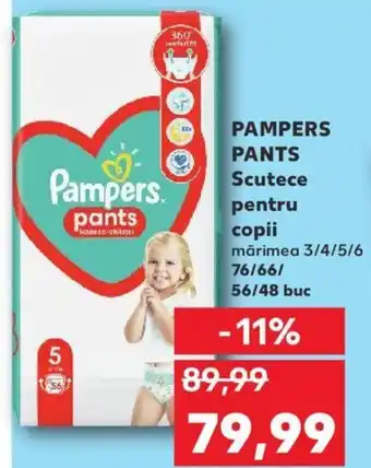 Kaufland Pampers pants scutece pentru copii 76 / 66 / 56 / 48 buc Ofertă