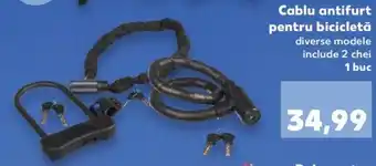 Kaufland Newcential cablu antifurt pentru bicicletă 1 buc Ofertă