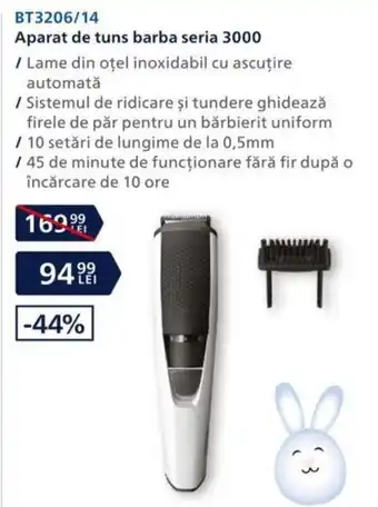 Carrefour Philips aparat de tuns barba seria 3000 Ofertă