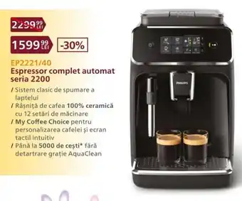 Carrefour Philips espressor complet automat seria 2200 Ofertă
