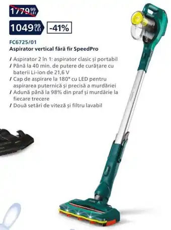Carrefour Philips aspirator vertical fără fir speedpro Ofertă