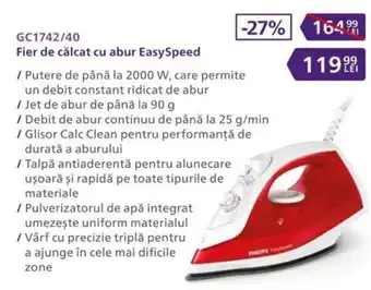 Carrefour Philips fier de călcat cu abur easyspeed Ofertă