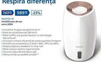 Carrefour Philips umidificator de aer seria 2000 Ofertă