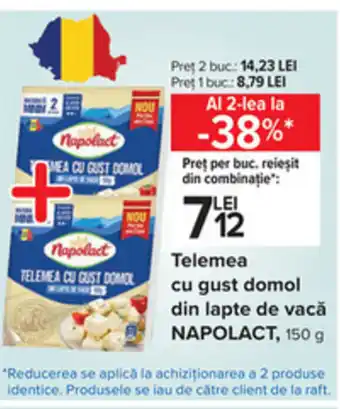 Carrefour Napolact telemea cu gust domol din lapte de vacă 150g Ofertă